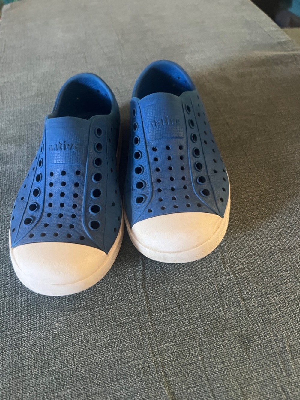 Native Kids Slip-On Water Shoes - Blue with White Toe Cap